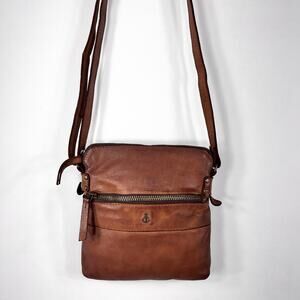 Harbour 2nd Taliza Crossbody Leather Bag Cognac Brown Rustic Washed Cowhide Boho